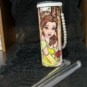 Disney Belle Yellow and Red Tumbler with Pearl Accent